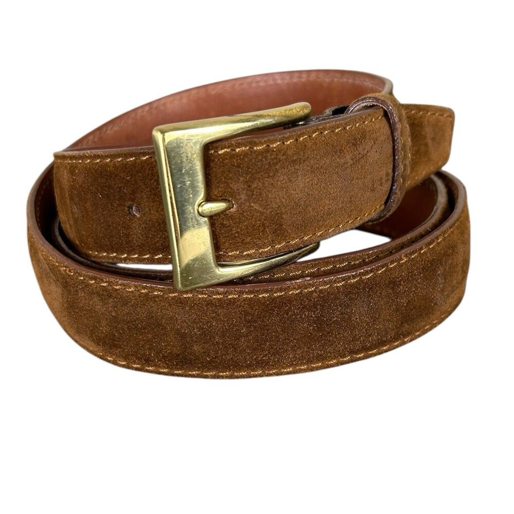 ZELLI ITALY Genuine Suede Belt Men’s 42 Brown Handmade Luxury